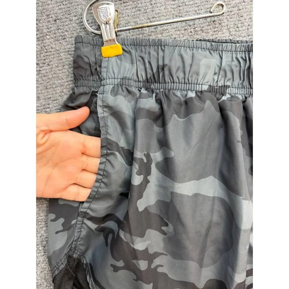 Athletic Works Girls XL 16-18 Gray Camo Running Shorts Lined Pockets